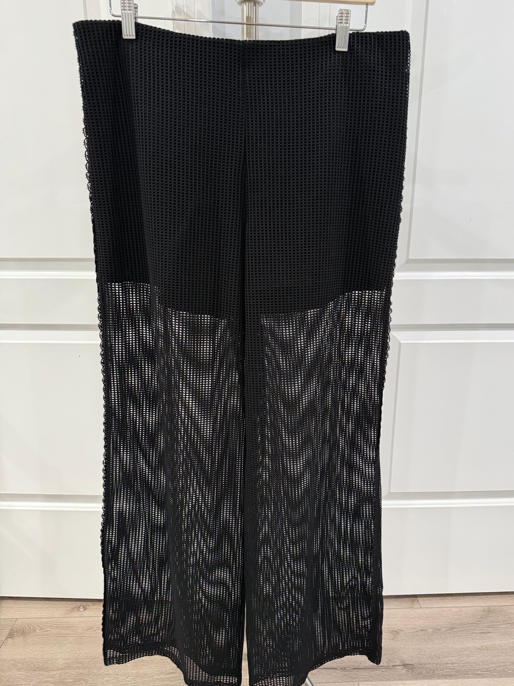 Alberto Makali Pants Women Black Wide Leg Crochet Lace Sheer Resortwear sz 14
